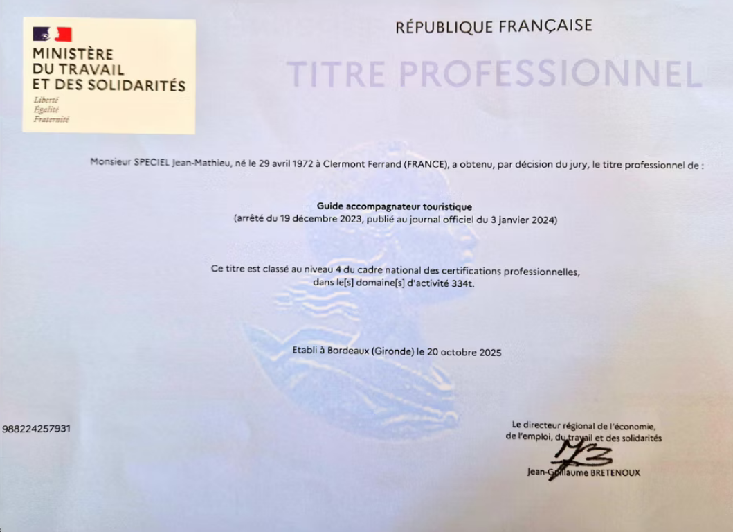 Titre Professionnel de Guide Accompagnateur Touristique